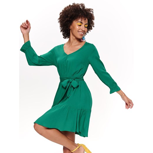 Sukienka zielona Top Secret dopasowana bez wzorów z długimi rękawami 