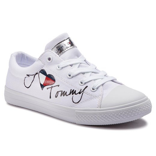 Trampki TOMMY HILFIGER - Low Cut Lace-Up Sneaker T3A4-30260-0616 D White 100