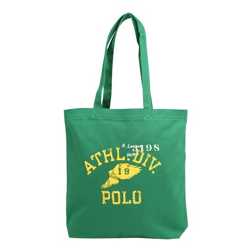 Shopper bag Polo Ralph Lauren młodzieżowa zielona z nadrukiem na ramię 