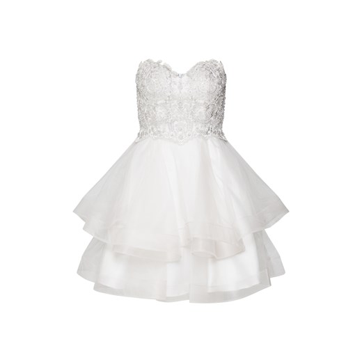 Sukienka Laona biała elegancka mini wiosenna bez rękawów rozkloszowana 