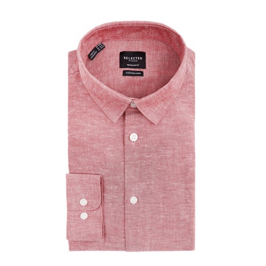 Koszula męska Selected Homme różowa na wiosnę z długim rękawem 