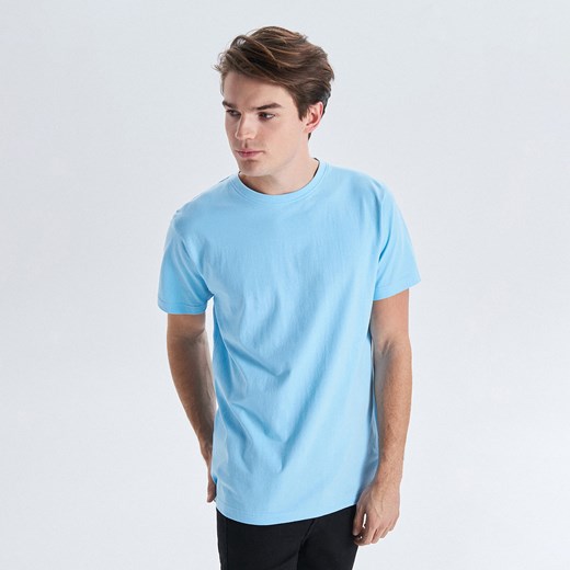 T-shirt męski Cropp niebieski z krótkim rękawem casual 