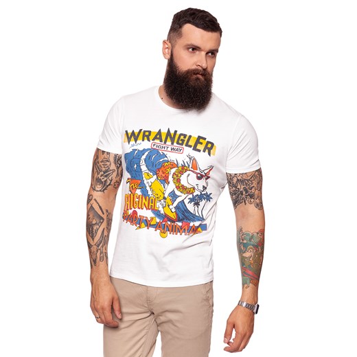 T-shirt męski biały Wrangler z krótkimi rękawami 