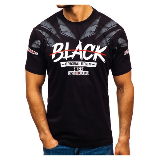 T-shirt męski z nadrukiem czarny Denley 14208  Denley L okazja  