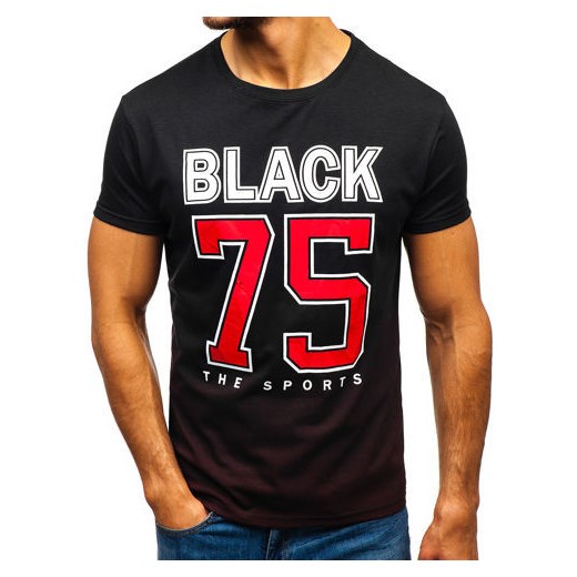 T-shirt męski z nadrukiem czarny Denley 10870 Denley  M promocja  
