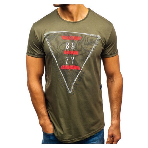 T-shirt męski z nadrukiem zielony Denley 181165-A  Denley L promocyjna cena  
