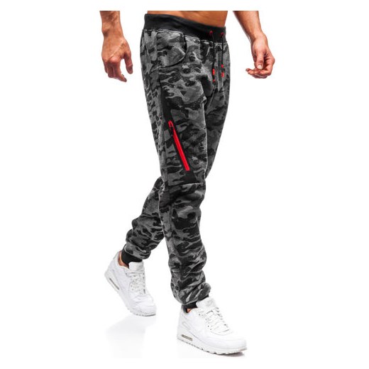 Spodnie męskie dresowe joggery moro-grafitowe Denley 55025  Denley M okazyjna cena  
