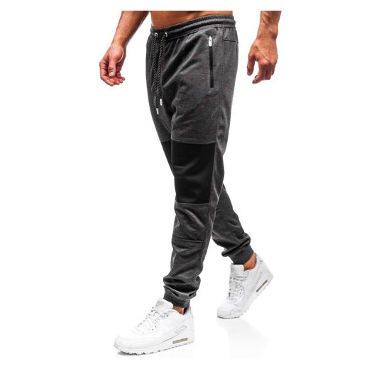 Spodnie męskie dresowe joggery grafitowe Denley Q3854  Denley XL okazyjna cena  