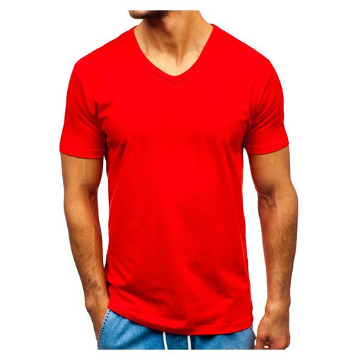 T-shirt męski bez nadruku czerwony Denley T1043 Denley  L okazja  