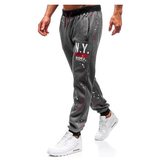 Spodnie męskie dresowe joggery grafitowe Denley 55067 Denley  XL okazja  