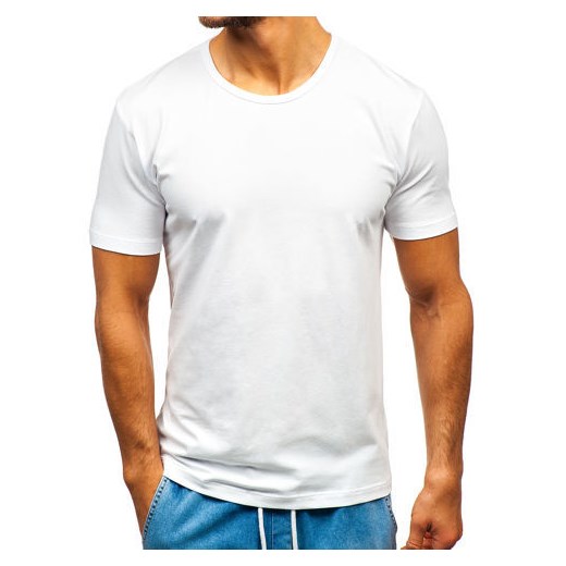 T-shirt męski bez nadruku biały Denley T1279 Denley  M promocyjna cena  