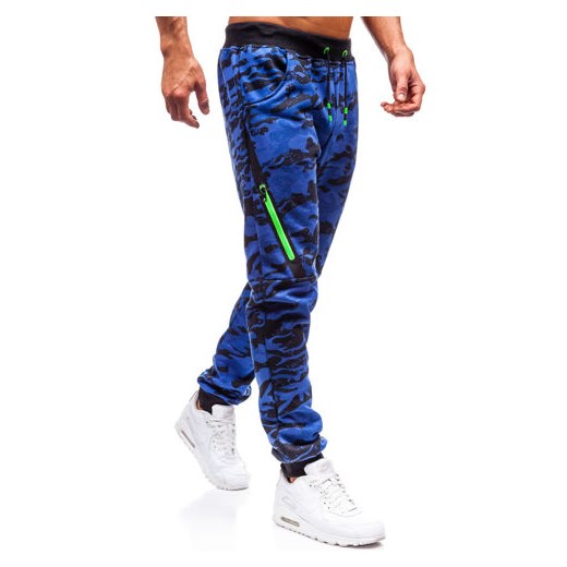 Spodnie męskie dresowe joggery moro-niebieskie Denley 55025  Denley M okazja  