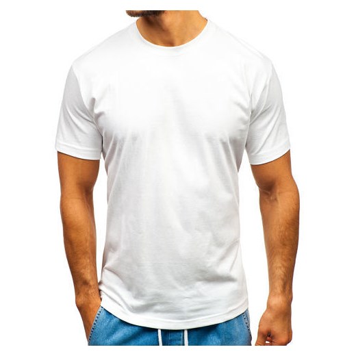 T-shirt męski bez nadruku biały Denley T1046  Denley XL promocja  