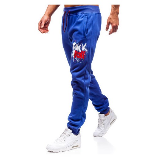 Spodnie męskie dresowe joggery niebieskie Denley 55089  Denley 2XL  okazja 