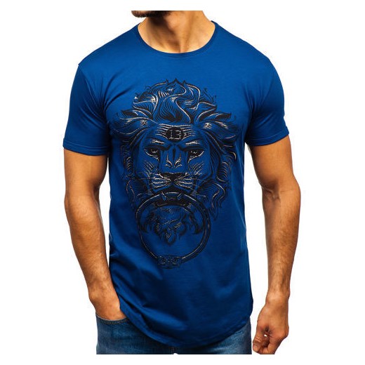 T-shirt męski z nadrukiem indigo Denley 181601-A Denley  XL promocja  