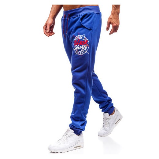 Spodnie męskie dresowe joggery niebieskie Denley 55086  Denley M  promocyjna cena 