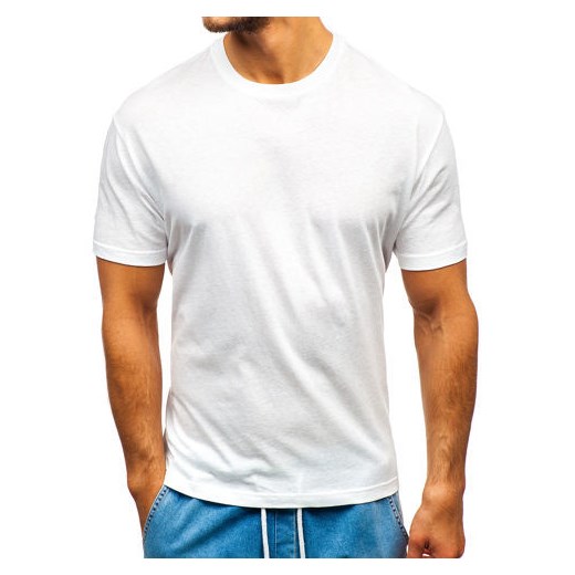 T-shirt męski bez nadruku biały Denley T1427 Denley  2XL  okazyjna cena 