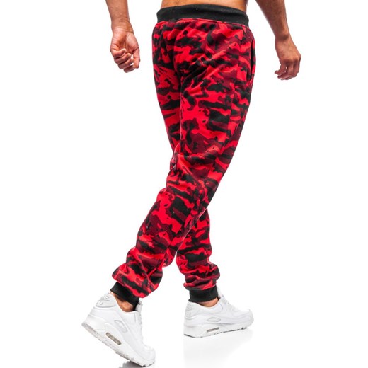 Spodnie męskie dresowe joggery moro-czerwone Denley 55093  Denley M okazyjna cena  
