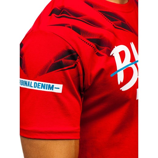T-shirt męski z nadrukiem czerwony Denley 14208 Denley  M promocja  