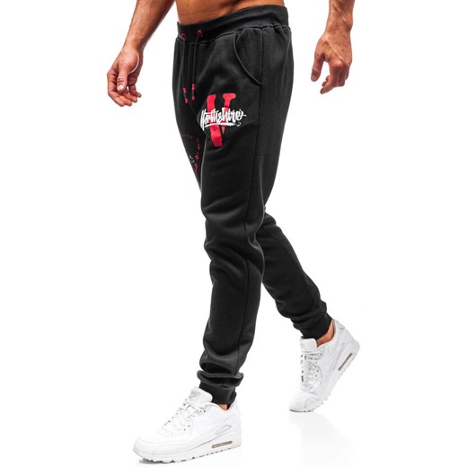 Spodnie męskie dresowe joggery czarne Denley AM037 Denley  L  promocja 