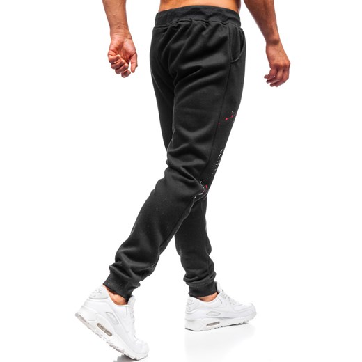 Spodnie męskie dresowe joggery czarne Denley AM037 Denley  XL  wyprzedaż 