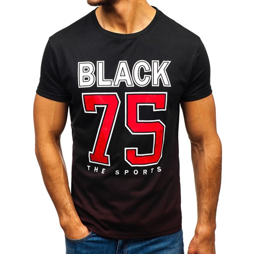 T-shirt męski z nadrukiem czarny Denley 10870  Denley XL wyprzedaż  