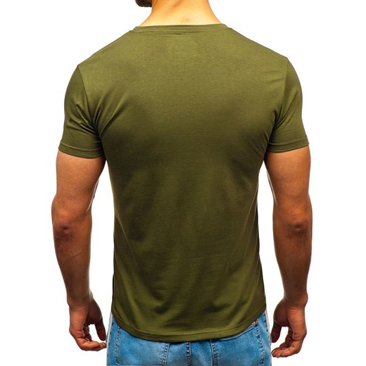 T-shirt męski z nadrukiem zielony Denley 10890  Denley XL wyprzedaż  