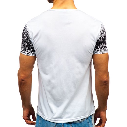 T-shirt męski z nadrukiem biały Denley SS736  Denley S okazyjna cena  