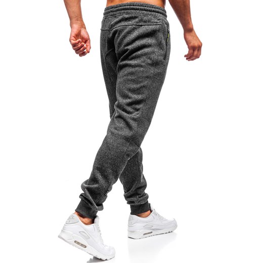Spodnie męskie dresowe joggery antracytowo-seledynowe Denley Q3768  Denley XL okazyjna cena  