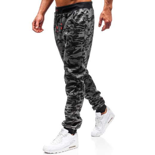 Spodnie męskie dresowe joggery moro-grafitowe Denley 55025  Denley 2XL wyprzedaż  