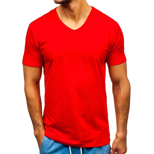 T-shirt męski bez nadruku czerwony Denley T1043  Denley L wyprzedaż  