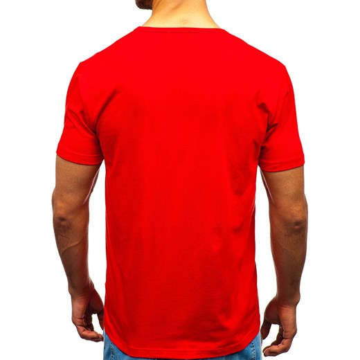 T-shirt męski bez nadruku czerwony Denley T1043 Denley  XL okazja  