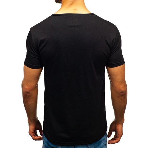 T-shirt męski z nadrukiem czarny Denley KS1825 Denley  L okazyjna cena  