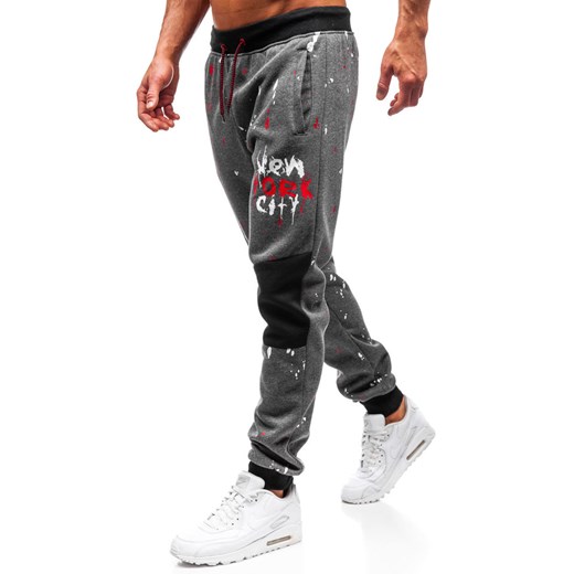 Spodnie męskie dresowe joggery grafitowe Denley 55066  Denley L promocyjna cena  