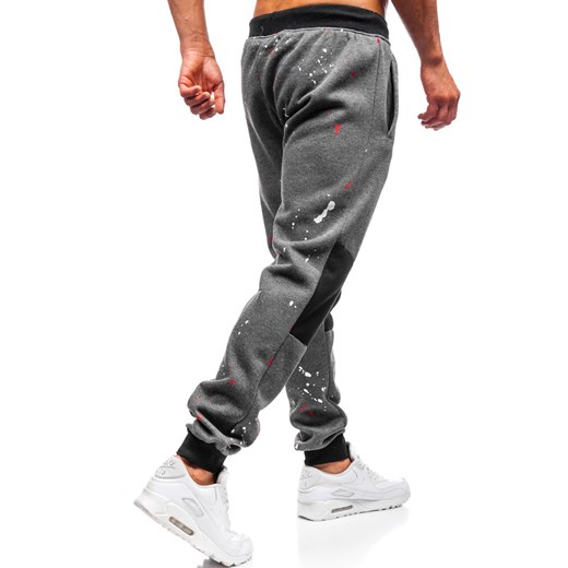 Spodnie męskie dresowe joggery grafitowe Denley 55066 Denley  L  wyprzedaż 