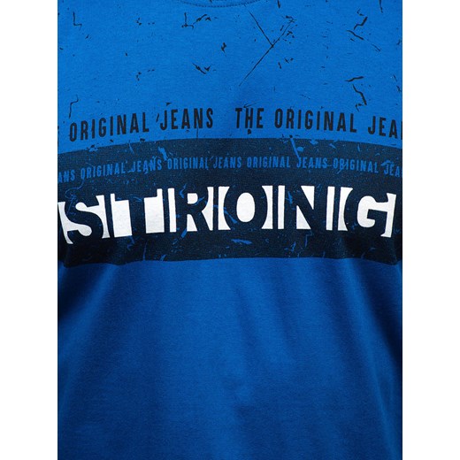 T-shirt męski z nadrukiem niebieski Denley 14204 Denley  2XL promocja  