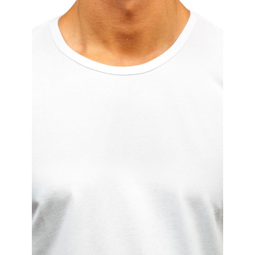 T-shirt męski bez nadruku biały Denley T1279 Denley  L wyprzedaż  