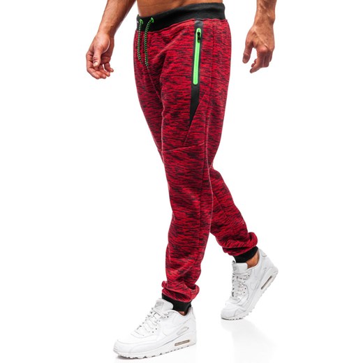 Spodnie męskie dresowe joggery czerwone Denley 55051 Denley  XL promocja  