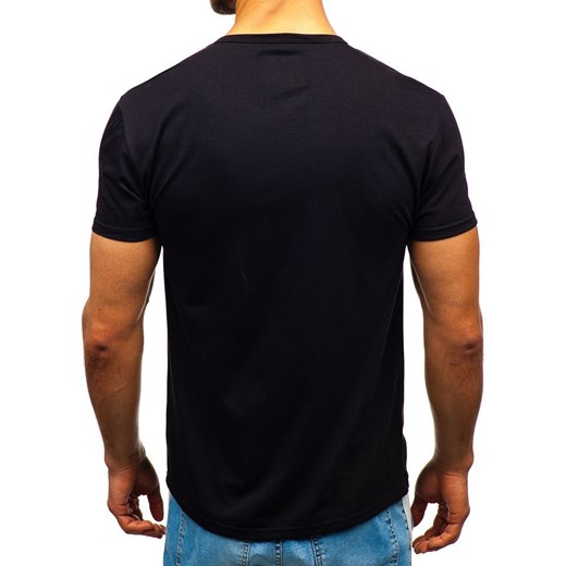 T-shirt męski z nadrukiem czarny Denley SS705 Denley  M  wyprzedaż 