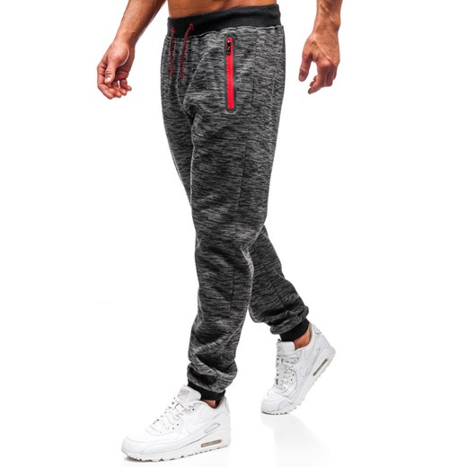 Spodnie męskie dresowe joggery grafitowe Denley 55050 Denley  2XL okazyjna cena  