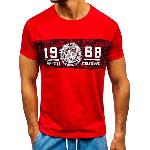 T-shirt męski z nadrukiem czerwony Denley 10813  Denley M  wyprzedaż 