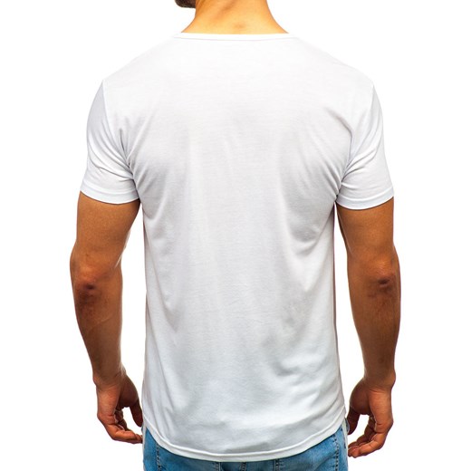 T-shirt męski z nadrukiem biały Denley KS1818 Denley  M okazyjna cena  