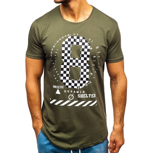 T-shirt męski z nadrukiem zielony Denley 181516 Denley  2XL promocja  
