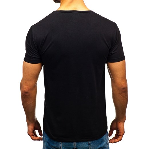 T-shirt męski z nadrukiem czarny Denley KS1869 Denley  2XL okazyjna cena  
