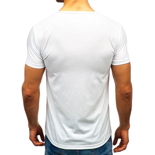 T-shirt męski z nadrukiem biały Denley KS1869 Denley  M okazja  
