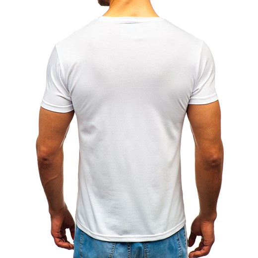 T-shirt męski z nadrukiem biały Denley 10885 Denley  2XL  promocyjna cena 
