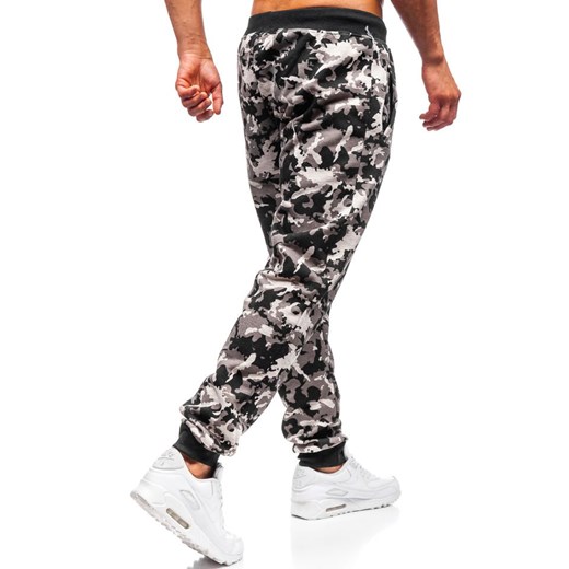 Spodnie męskie dresowe joggery moro-szare Denley 55095 Denley  XL wyprzedaż  