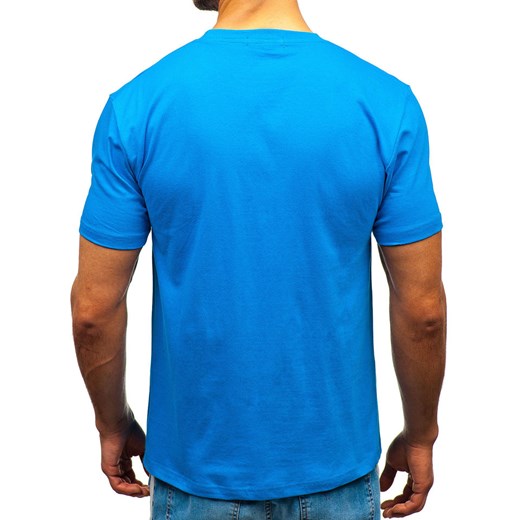 T-shirt męski bez nadruku niebieski Denley T1047 Denley  L wyprzedaż  