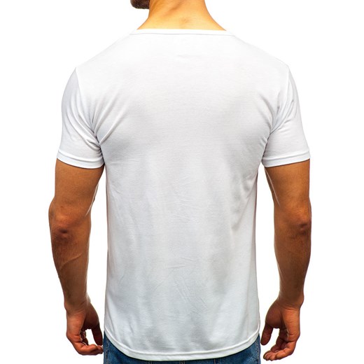 T-shirt męski z nadrukiem biały Denley KS1838 Denley  XL okazyjna cena  
