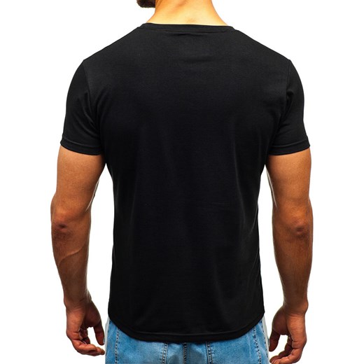 T-shirt męski z nadrukiem czarny Denley 10885  Denley 2XL promocja  